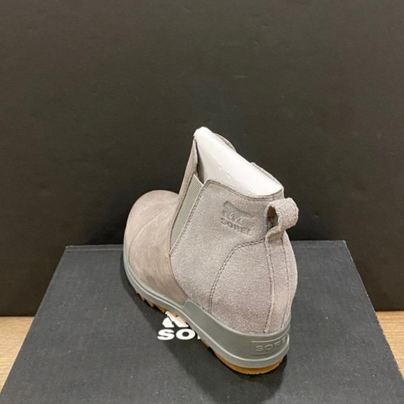 Sorel Evie Grey Lug Sole Wedge Ankle Pull on Bootie Boots Shoes Flats NEW - Picture 3 of 4